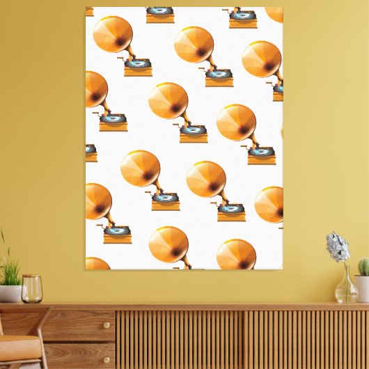 Gramophon Record Pattern. Leinwanddruck (Insitu (Wohnzimmer))