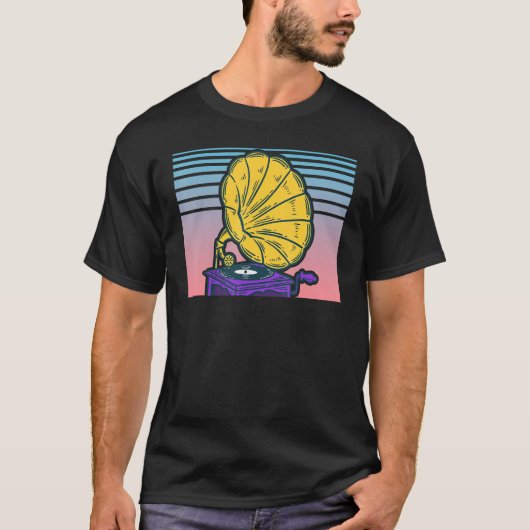 Gramophon Record Player Vaporwave ästhetisches Pho T-Shirt (Vorderseite)