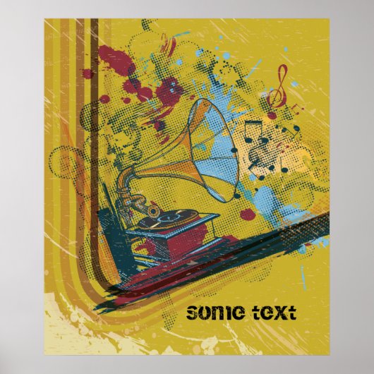 Gramophon Retro-Druckplakat Poster (Vorne)