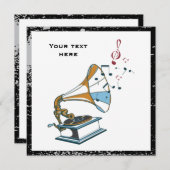 Gramophon-Retro-Einladung Einladung (Vorne/Hinten)