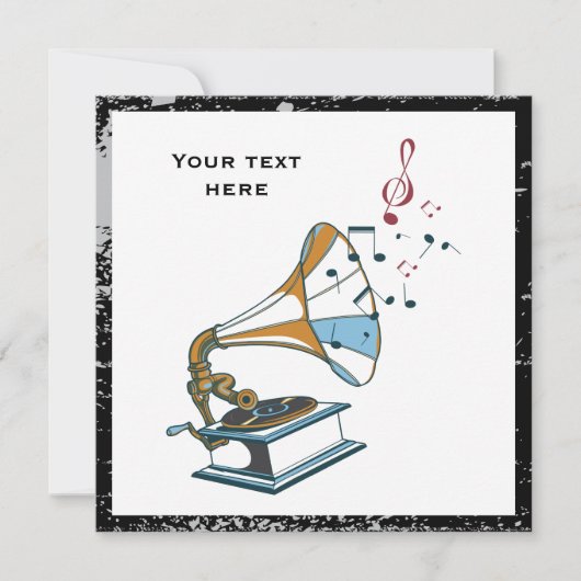Gramophon-Retro-Einladung Einladung (Vorderseite)