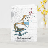 Gramophon Retro-Grußkarte Karte (Gelbe Blume)
