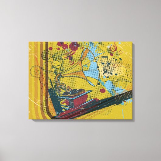 Gramophon Retrostatposter Leinwanddruck (Vorderseite)