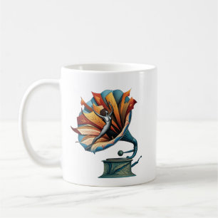Gramophon tanzt durch die Melodie Kaffeetasse