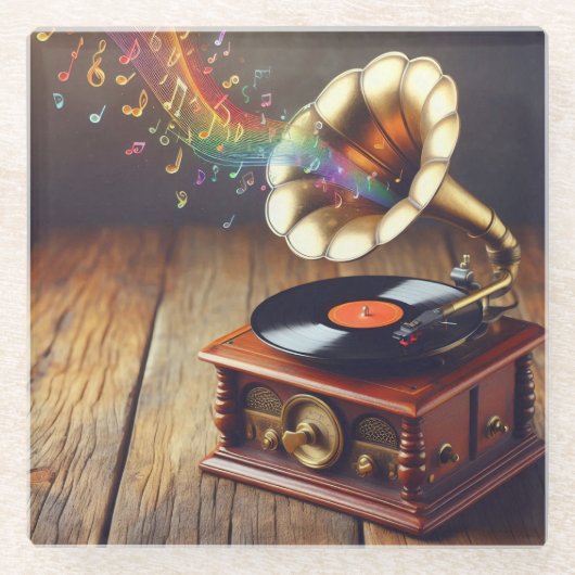 Gramophon-Untersetzer Glasuntersetzer (Vorderseite)