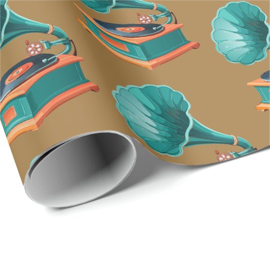 Gramophone Geschenkpapier (Rolleneckpunkt)
