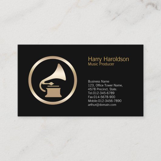 Gramophone Icon Music Producer Business Card Visitenkarte (Vorderseite)