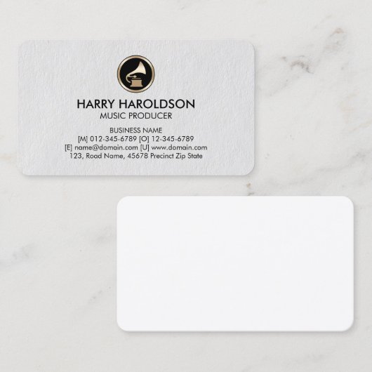 Gramophone Music Producer Premium Business Card Visitenkarte (Vorne/Hinten)