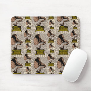 Gramophone Player Vintag Steampunk Zeitung Mousepad