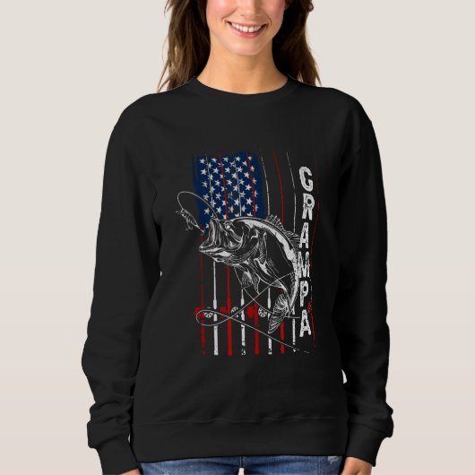 Grampa Fishing American Flag Vintage Sweatshirt (Vorderseite)