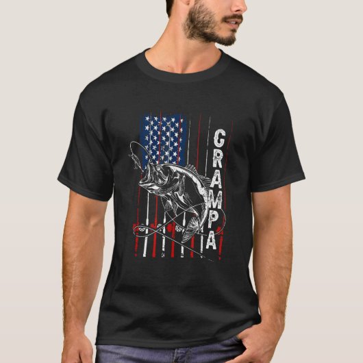 Grampa Fishing American Flag Vintage T-Shirt (Vorderseite)
