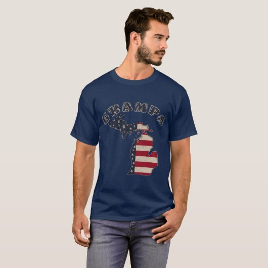 Grampa | Grunge Americana Michigan T-Shirt (Vorne ganz)