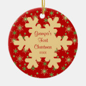 Grampas erstes Weihnachtsschneeflockendekor Keramikornament (Vorne)
