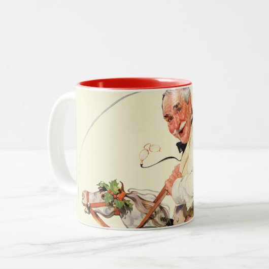 Gramps auf Schaukelpferd Zweifarbige Tasse (Vorderseite Links)
