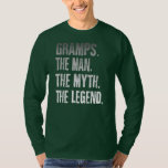 Gramps The Man The Myth The Legend Father's Day  T-Shirt<br><div class="desc">Gramps The Man The Myth The Legend Father's Day Gift. Perfect gift for your dad,  mom,  dad,  men,  women,  friend and family members on Thanksgiving Day,  Christmas Day,  Mothers Day,  Fathers Day,  4th of July,  1776 Independent Day,  Veterans Day,  Halloween Day,  Patrick's Day</div>