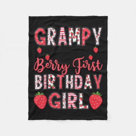 Grampy Of The Berry First Birthday Girl Strawberry Fleecedecke (Vorderseite)