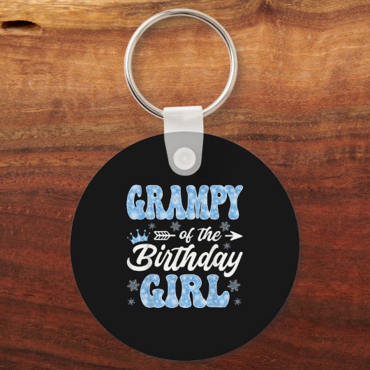 Grampy Of The Birthday Girl Snowflakes Winter Chri Schlüsselanhänger (Vorderseite)