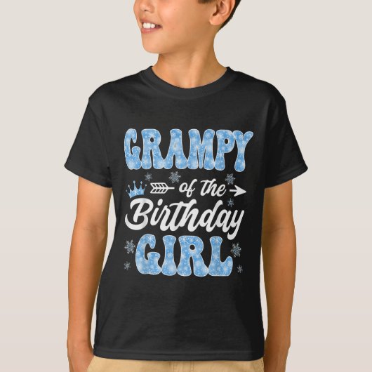 Grampy Of The Birthday Girl Snowflakes Winter Chri T-Shirt (Vorderseite)