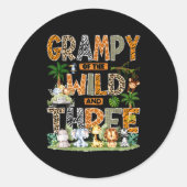 Grampy Of The Wild & Three Zoo 3rd Birthday Sa Runder Aufkleber (Vorderseite)