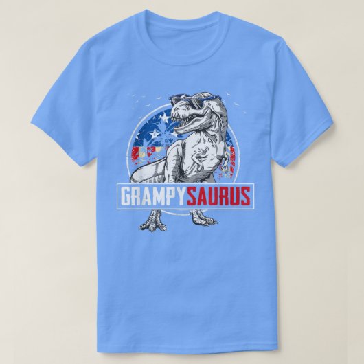 Grampy saurus Dinosaur T Re American Flag Familie T-Shirt (Design vorne)