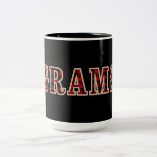 GRAMS Rustic Rot Schwarz Büffel Schachbrett Quadra Zweifarbige Tasse