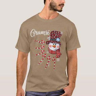 Gramsi Snowman Candy Cane Christmas Red Kariert Ha T-Shirt