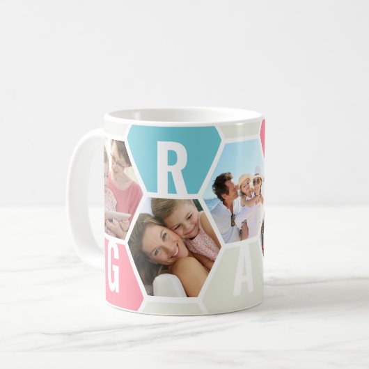 Gran 5 Foto bearbeitbar 4 Letter Bee und Honeycomb Kaffeetasse (Vorderseite Links)