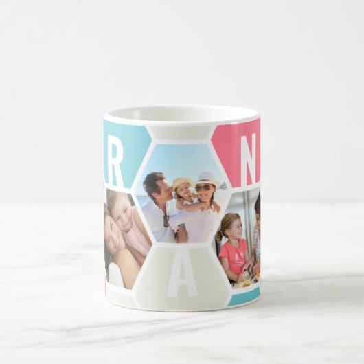 Gran 5 Foto bearbeitbar 4 Letter Bee und Honeycomb Kaffeetasse (Mittel)