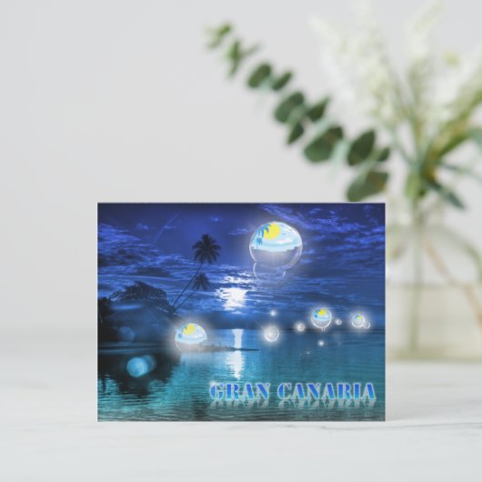 Gran Canaria blaue Postkarte (Stehend Vorderseite)