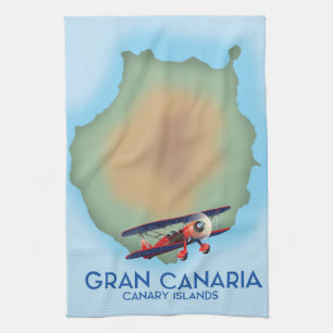 Gran Canaria Kanarische Insel, Reise Poster Kunst. Geschirrtuch