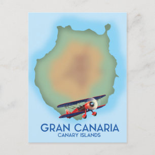 Gran Canaria Kanarische Insel, Reiseposter Kunst. Postkarte