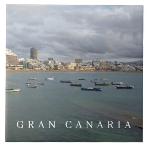 Gran Canaria Las Canteras Boote Blick Keramik Flie Fliese