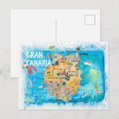 Gran Canaria Spanien Illustrierte Karte (Vorne/Hinten)