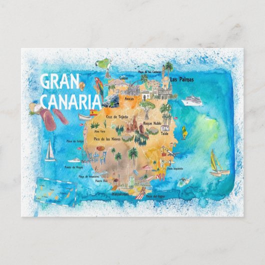 Gran Canaria Spanien Illustrierte Karte (Vorderseite)