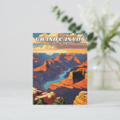 Gran Canyon National Park Illustration Retro Clas Postkarte (Stehend Vorderseite)