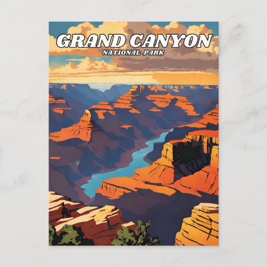 Gran Canyon National Park Illustration Retro Clas Postkarte (Vorderseite)