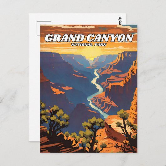 Gran Canyon National Park Illustrationsprogramm Postkarte (Vorne/Hinten)