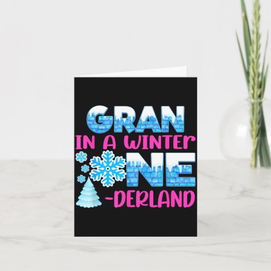 Gran In A Winter Onederland Bday Girl Sweet Snowfl Karte (Vorderseite)