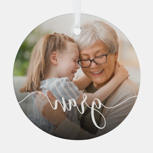 Gran Oma Script Overlay Ornament Aus Glas (Rückseite)