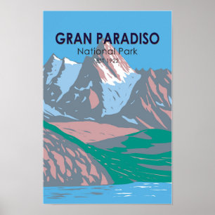 Gran Paradiso Nationalpark Italien Vintag Poster