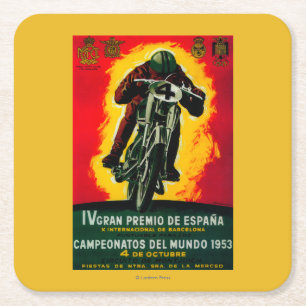 Gran Premio de Espana Vintage Poster Europa Rechteckiger Pappuntersetzer