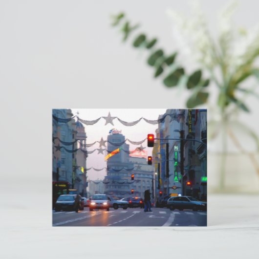 Gran Vía de Madrid en Navidad Postkarte (Stehend Vorderseite)