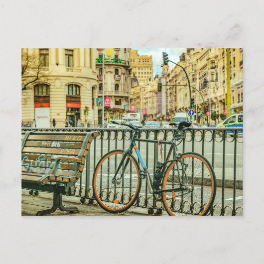 Gran Via Street, Madrid, Spanien Postkarte (Vorderseite)