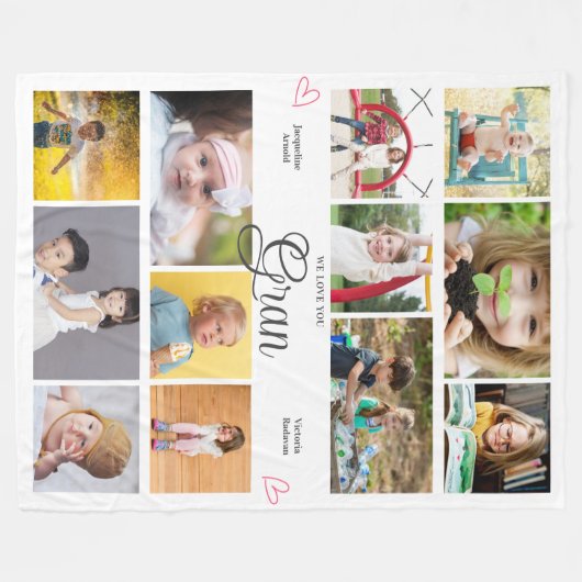 Gran We Liebe Sie Personalisiert Herzen Fleecedecke (Vorderseite (Horizontal))