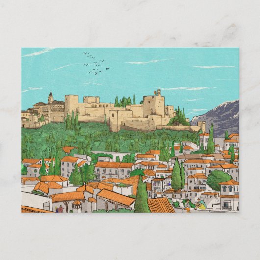 Granada Cityview Spanien Landschaftsbild Postkarte (Vorderseite)
