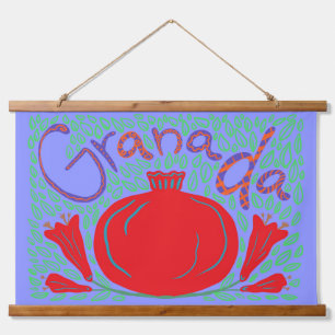 Granada fett rotes Granatapfel Wandteppich Mit Holzrahmen
