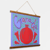 Granada fett rotes Granatapfel Wandteppich Mit Holzrahmen (Gewinkelt)