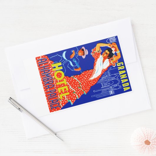 Granada Hotel Alhambra Palace Rechteckiger Aufkleber (Umschlag)