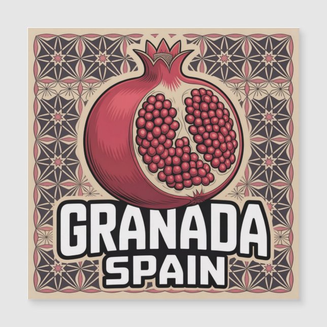 Granada Spain Pomegranate Sticker Magnetkarte (Vorderseite)