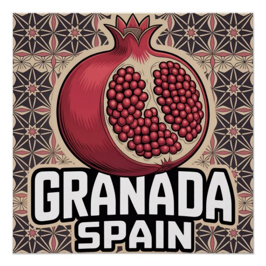 Granada Spain Pomegranate Sticker Poster (Vorderseite)